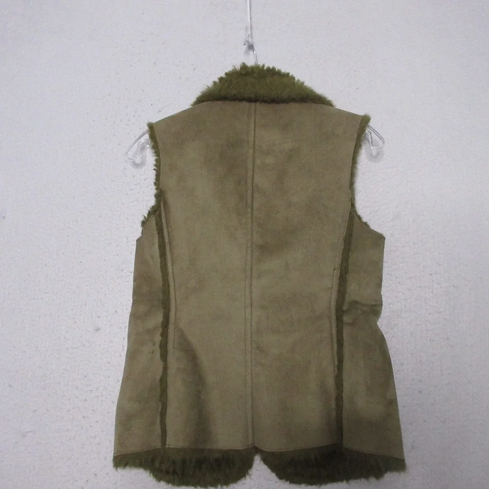 Boden Vest 4‎ Brown Penny Lane Hippie Y2K Faux Fur Suede Boho Shearling Fitted